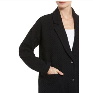 NWOT Eileen Fisher Lattice Texture Waffle Knit Notch Collar Jacket Coat